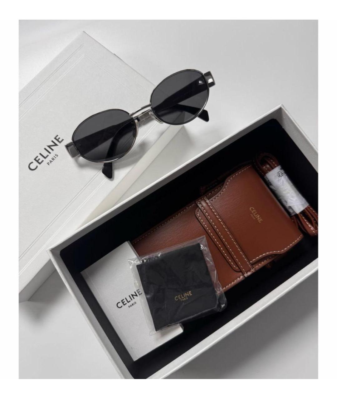 CELINE Серебряные металлические солнцезащитные очки, фото 2