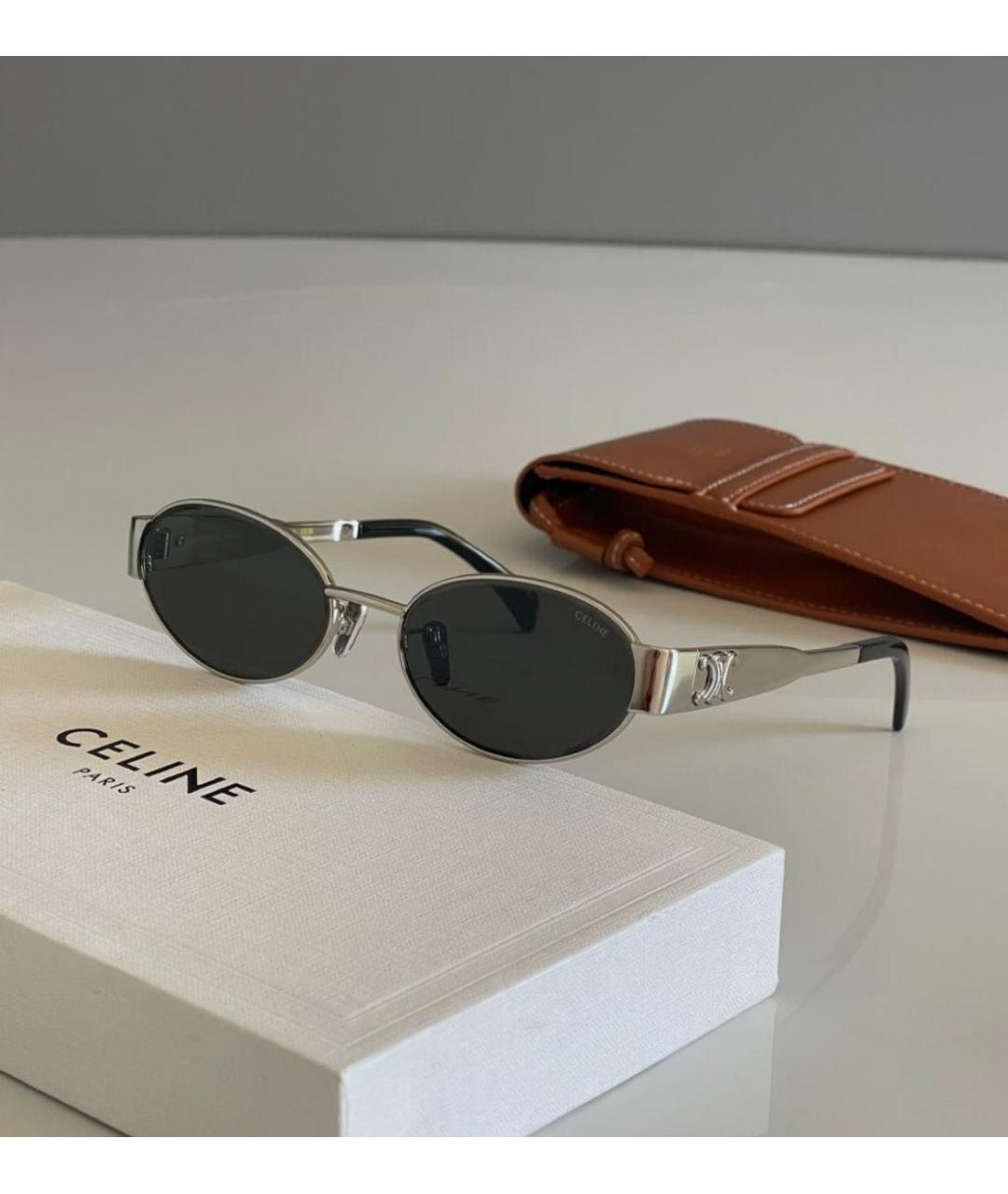 CELINE Серебряные металлические солнцезащитные очки, фото 4