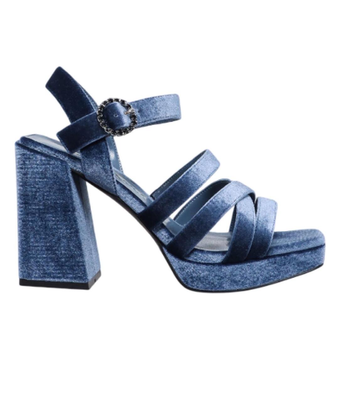 'S MAX MARA Синие текстильные босоножки, фото 1