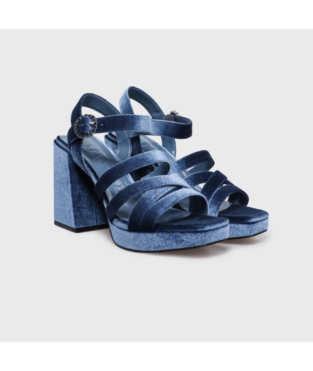 'S MAX MARA Синие текстильные босоножки, фото 2