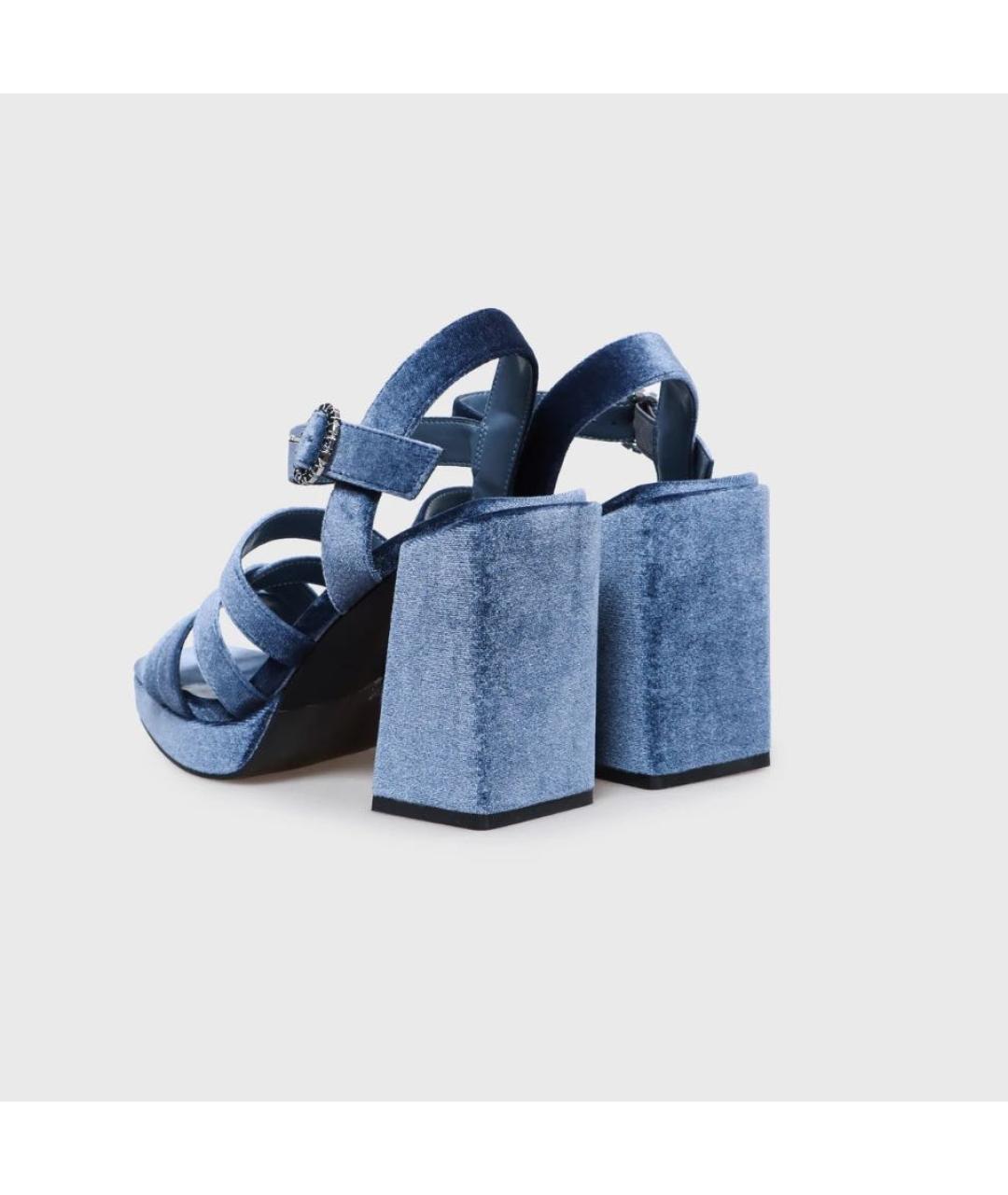 'S MAX MARA Синие текстильные босоножки, фото 3