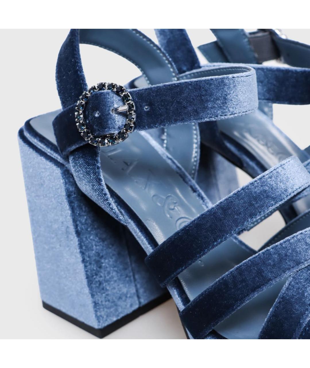 'S MAX MARA Синие текстильные босоножки, фото 4