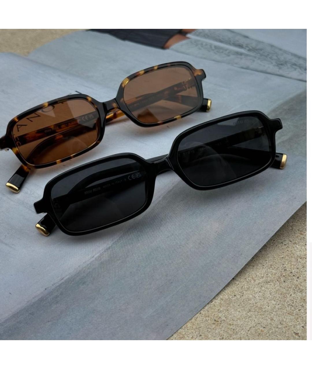 MIU MIU Черные пластиковые солнцезащитные очки, фото 3