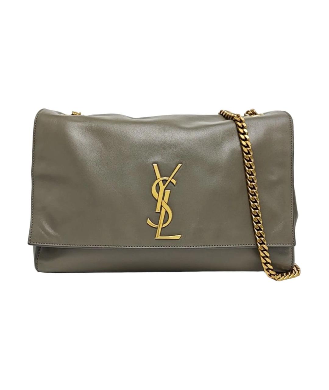 SAINT LAURENT Хаки кожаная сумка через плечо, фото 1