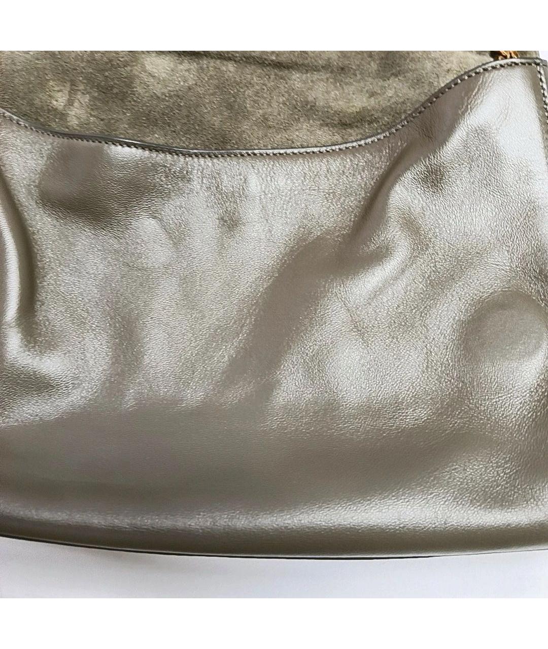 SAINT LAURENT Хаки кожаная сумка через плечо, фото 7