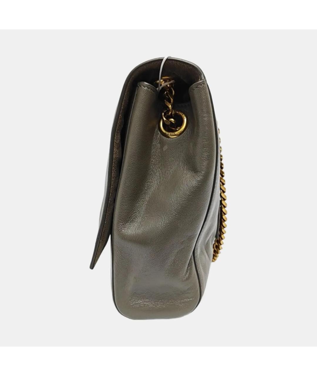 SAINT LAURENT Хаки кожаная сумка через плечо, фото 2