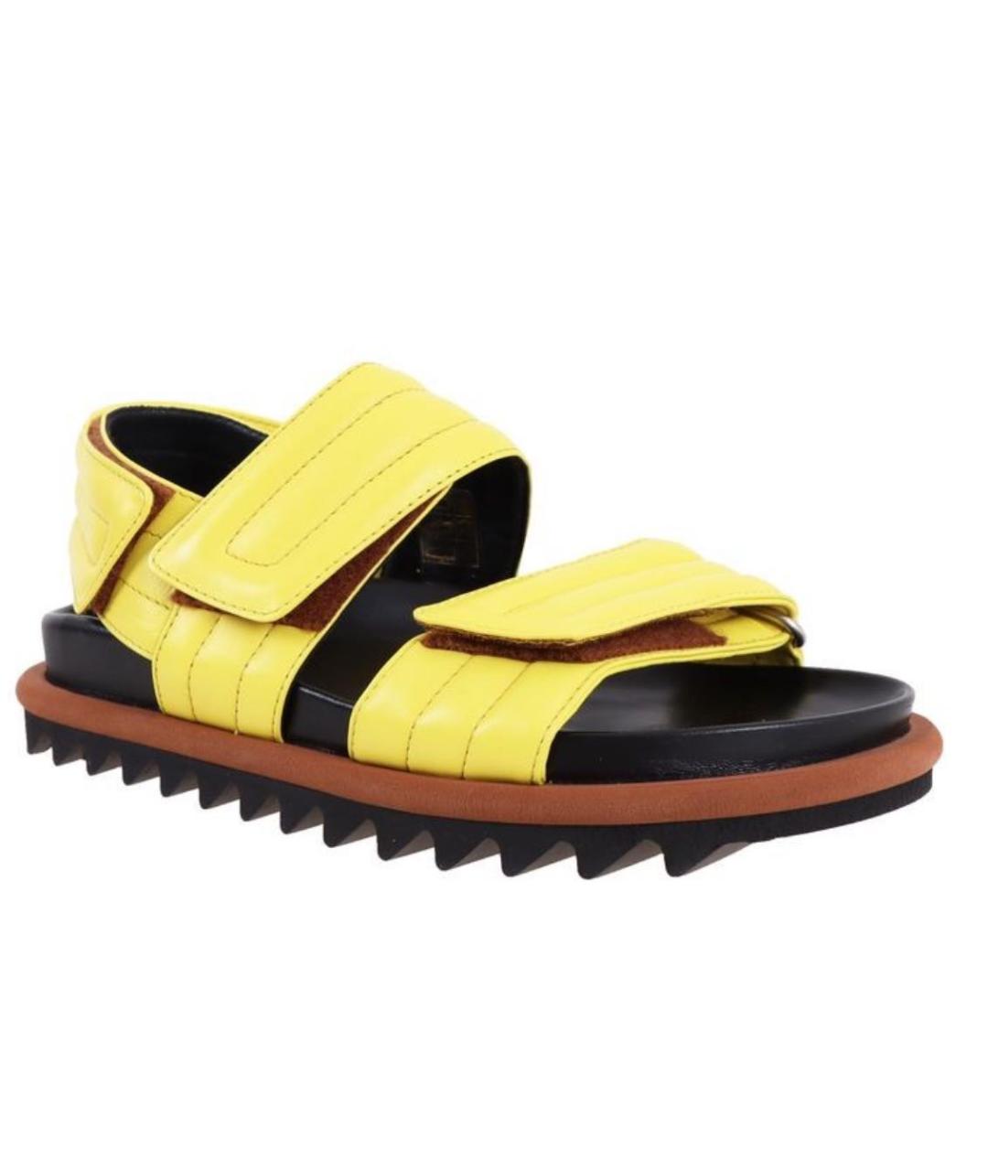 DRIES VAN NOTEN Желтые кожаные сандалии, фото 3