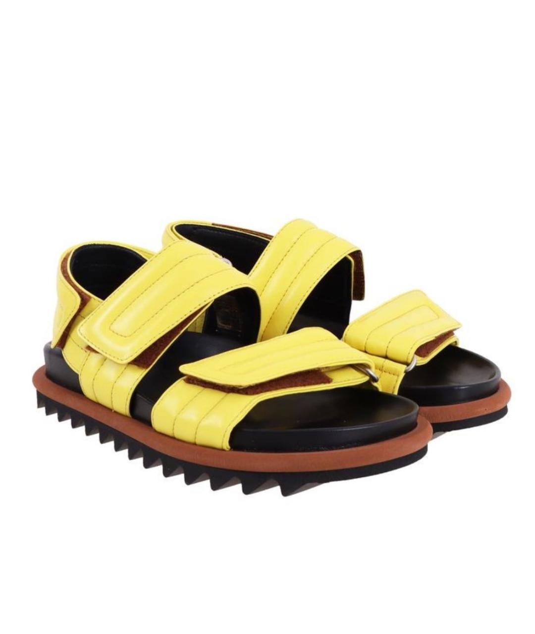 DRIES VAN NOTEN Желтые кожаные сандалии, фото 2