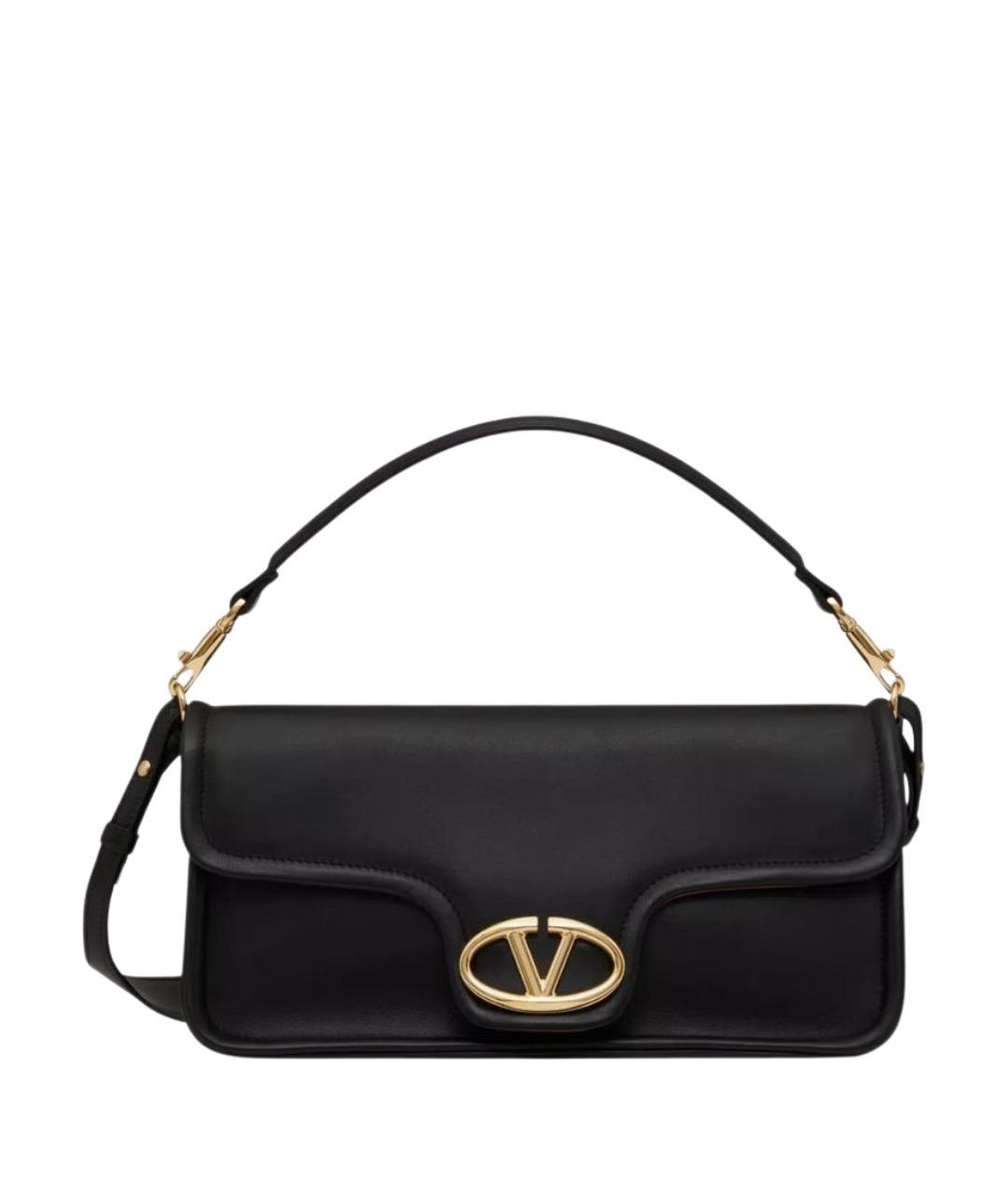 VALENTINO Черная кожаная сумка с короткими ручками, фото 1