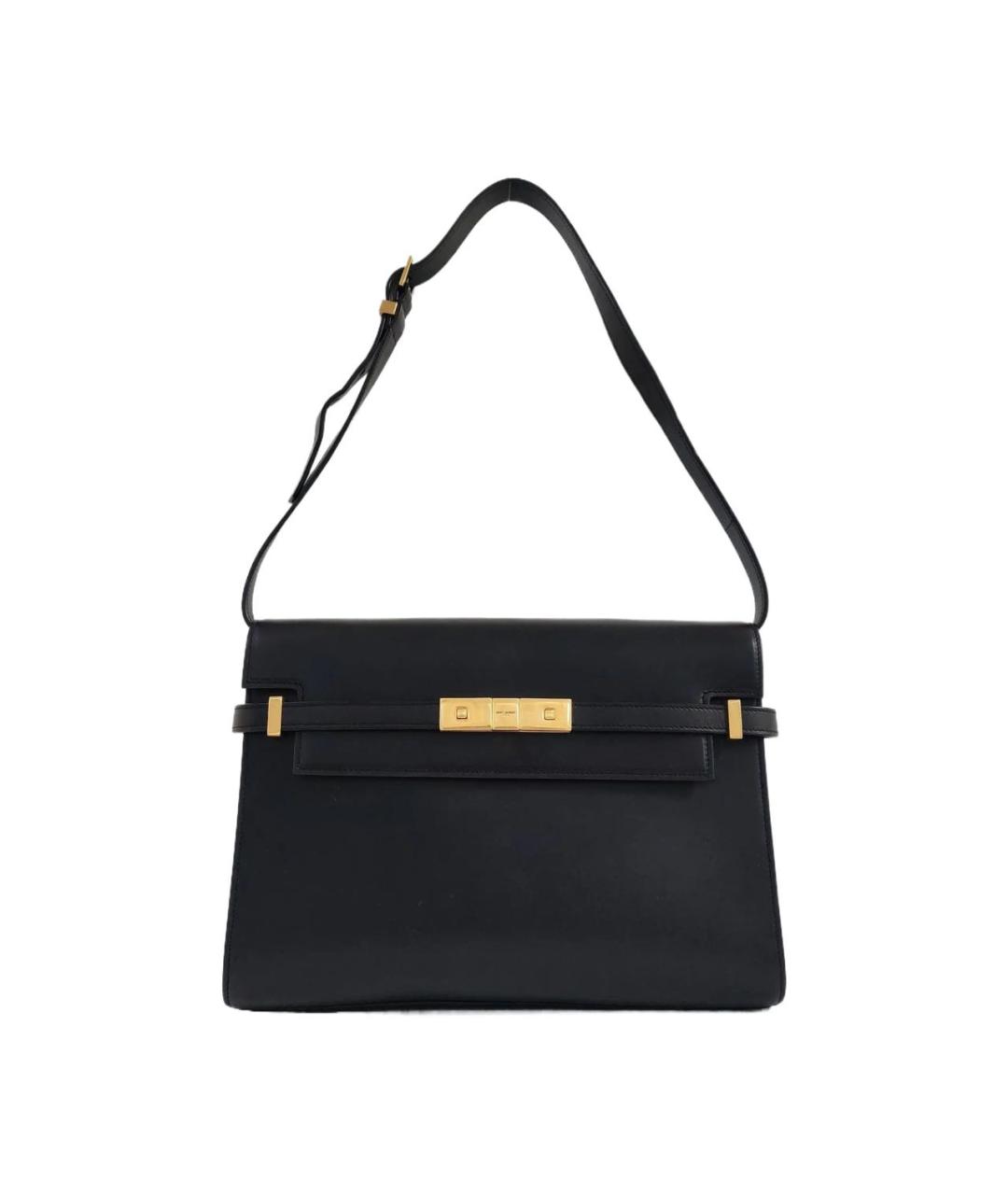 SAINT LAURENT Черная кожаная сумка с короткими ручками, фото 1