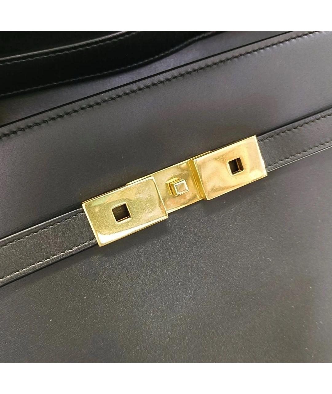 SAINT LAURENT Черная кожаная сумка с короткими ручками, фото 7