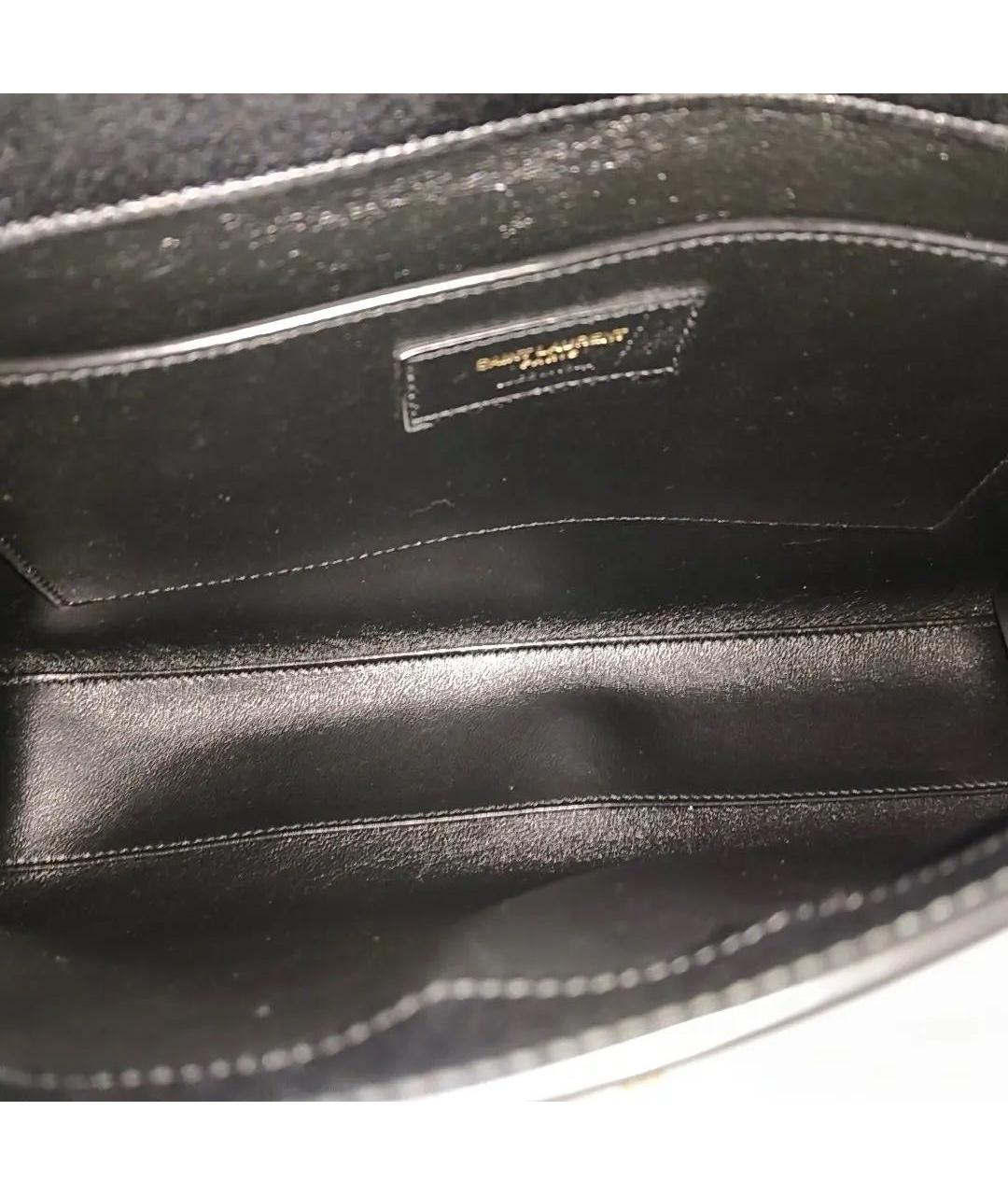 SAINT LAURENT Черная кожаная сумка с короткими ручками, фото 6