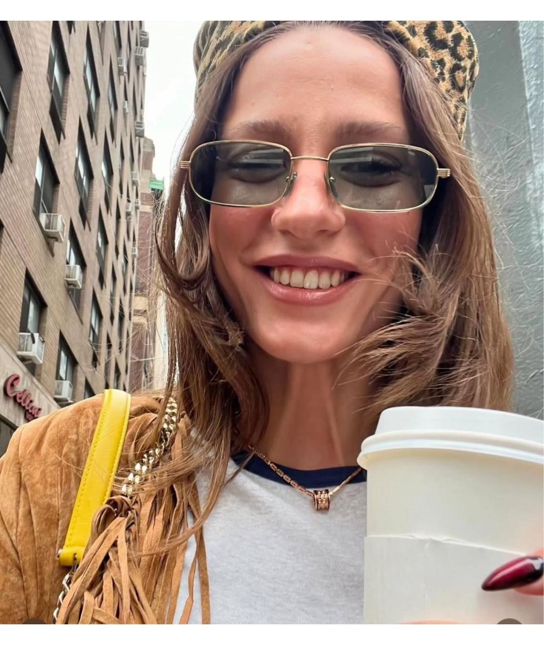 GUCCI Золотые металлические солнцезащитные очки, фото 4