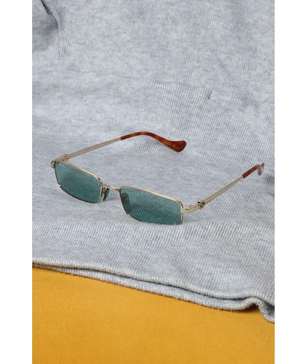 GUCCI Золотые металлические солнцезащитные очки, фото 3