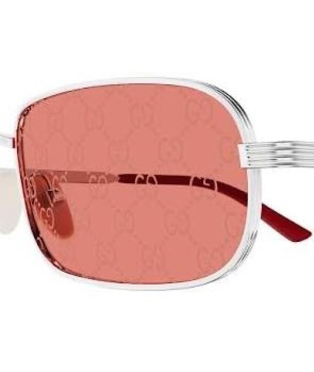 GUCCI Серебряные металлические солнцезащитные очки, фото 3