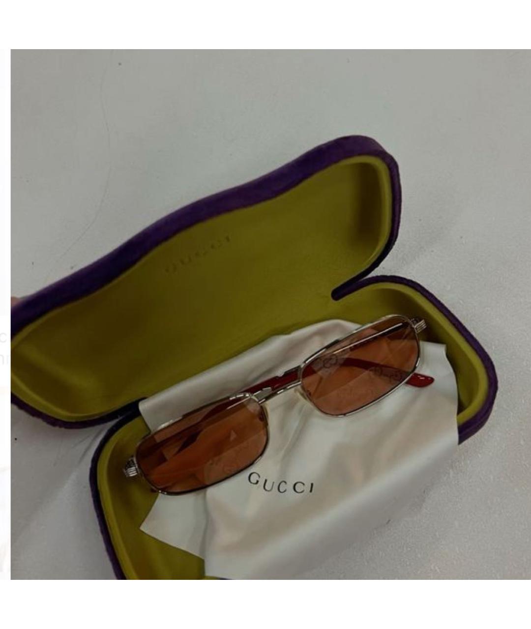 GUCCI Серебряные металлические солнцезащитные очки, фото 4