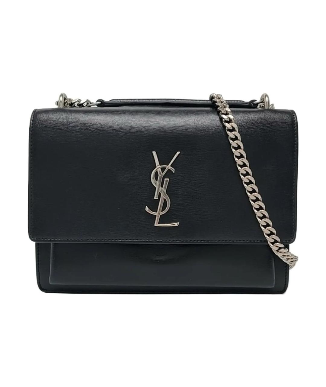 SAINT LAURENT Черная кожаная сумка через плечо, фото 1