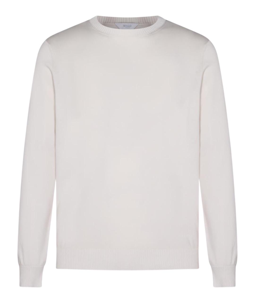 MALO Белый хлопковый джемпер / свитер, фото 1