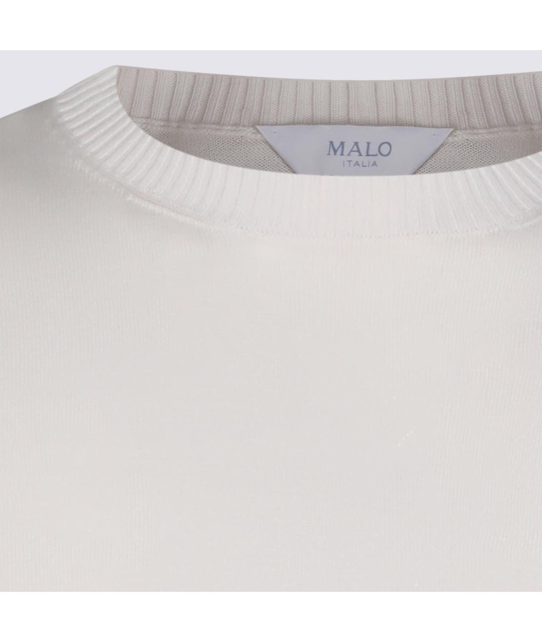 MALO Белый хлопковый джемпер / свитер, фото 4
