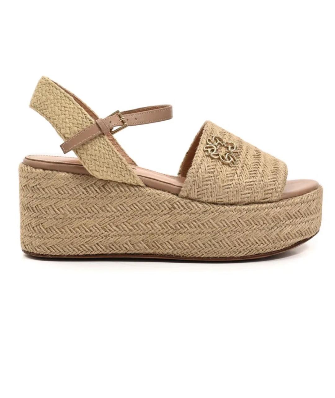 ELIE SAAB Бежевые синтетические сандалии, фото 1