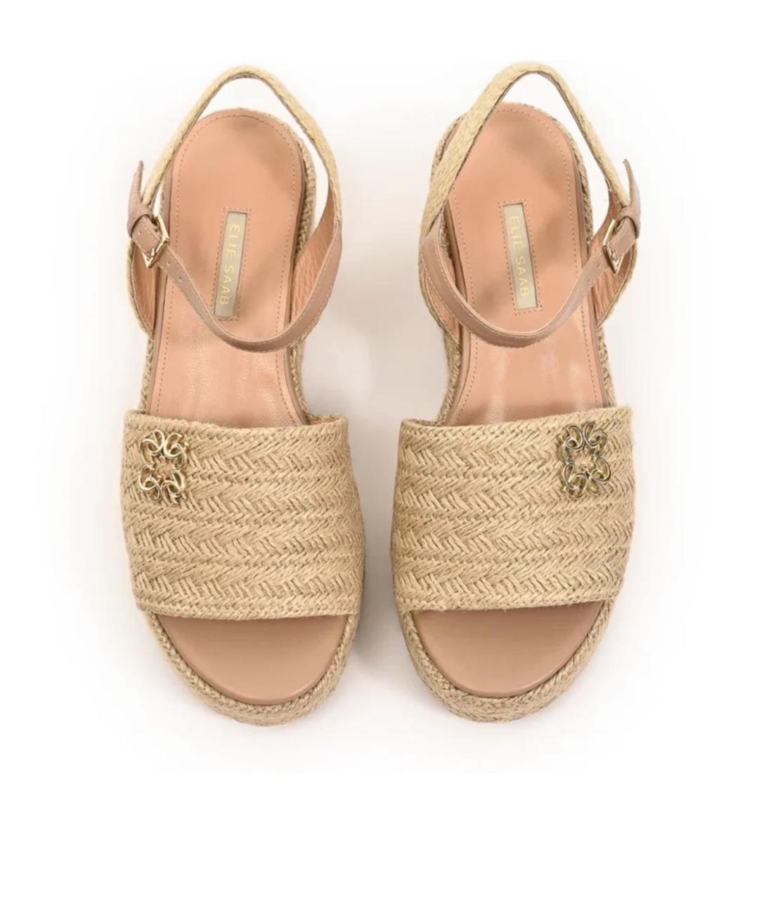 ELIE SAAB Бежевые синтетические сандалии, фото 3