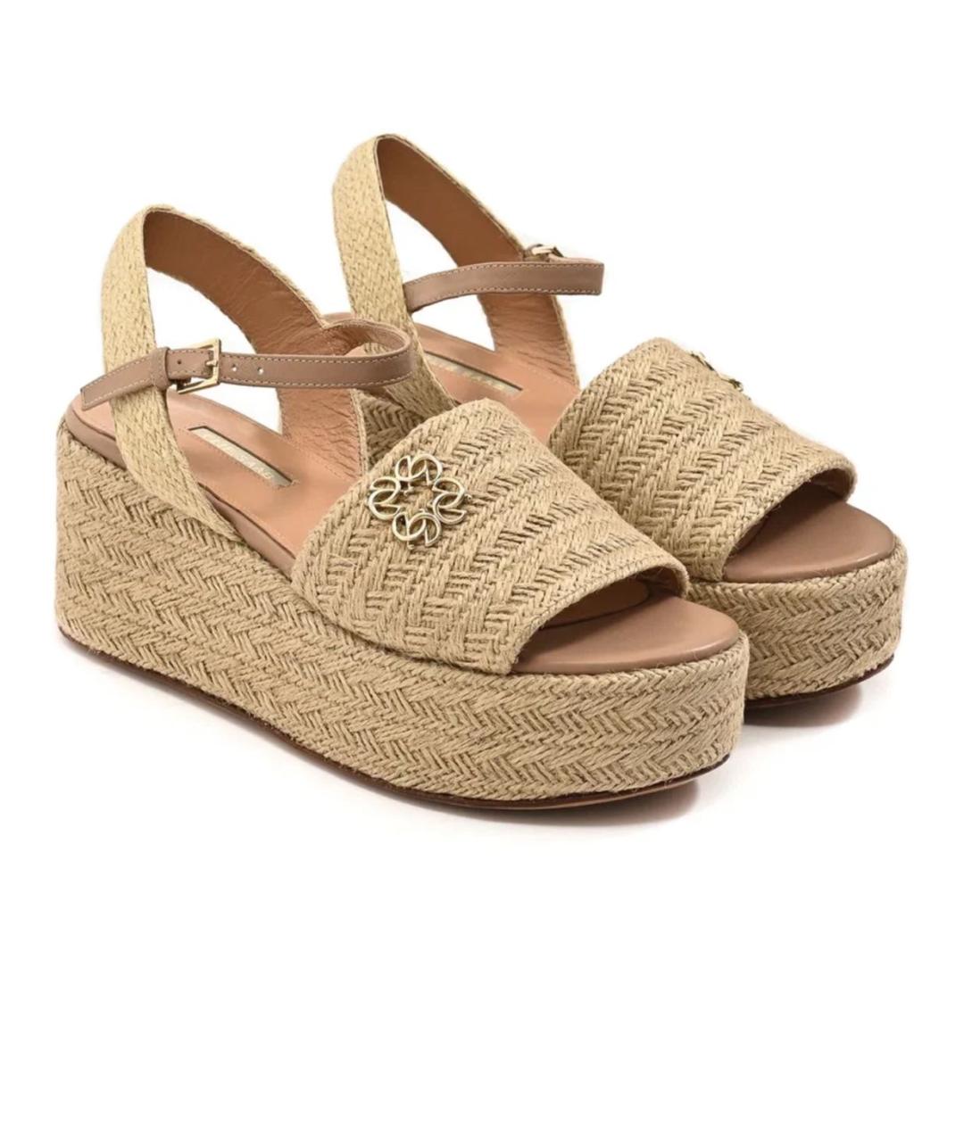 ELIE SAAB Бежевые синтетические сандалии, фото 2