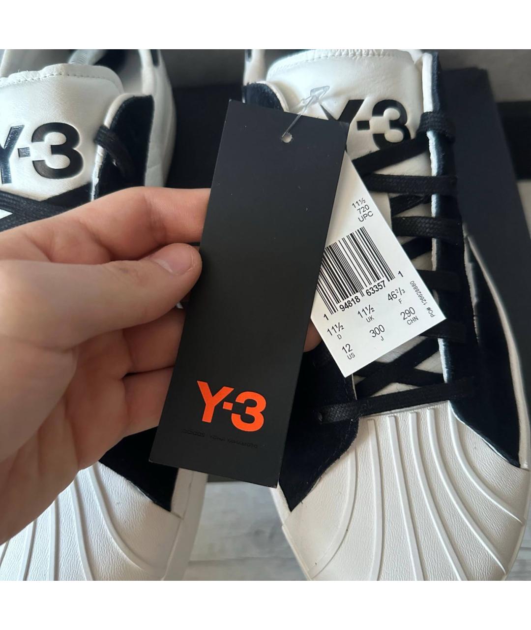 Y-3 Белые кожаные низкие кроссовки / кеды, фото 5
