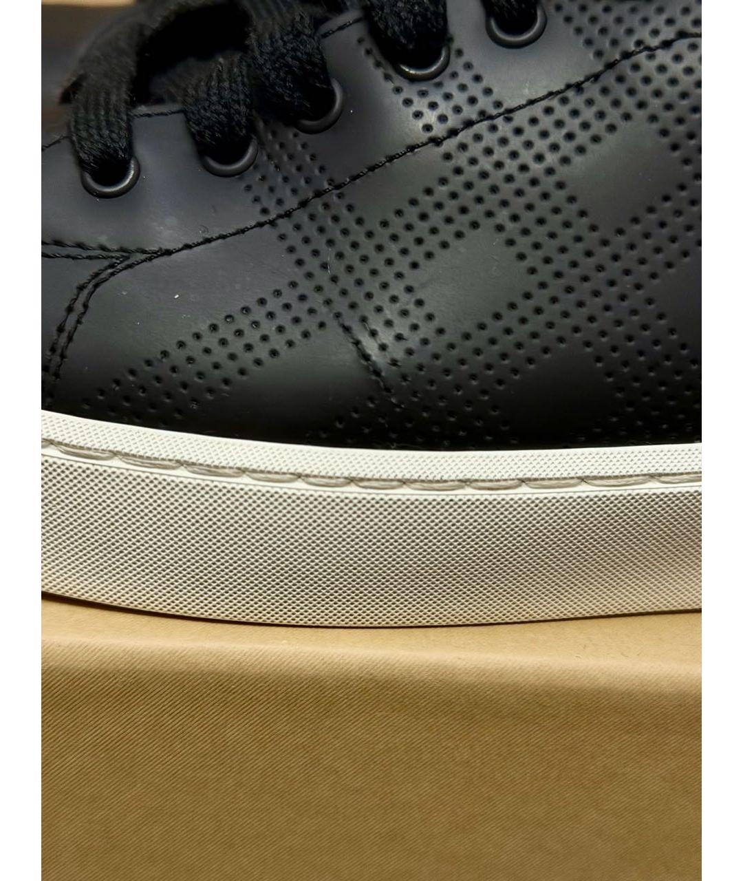 BURBERRY Черные кожаные лодочки на низком каблуке, фото 4