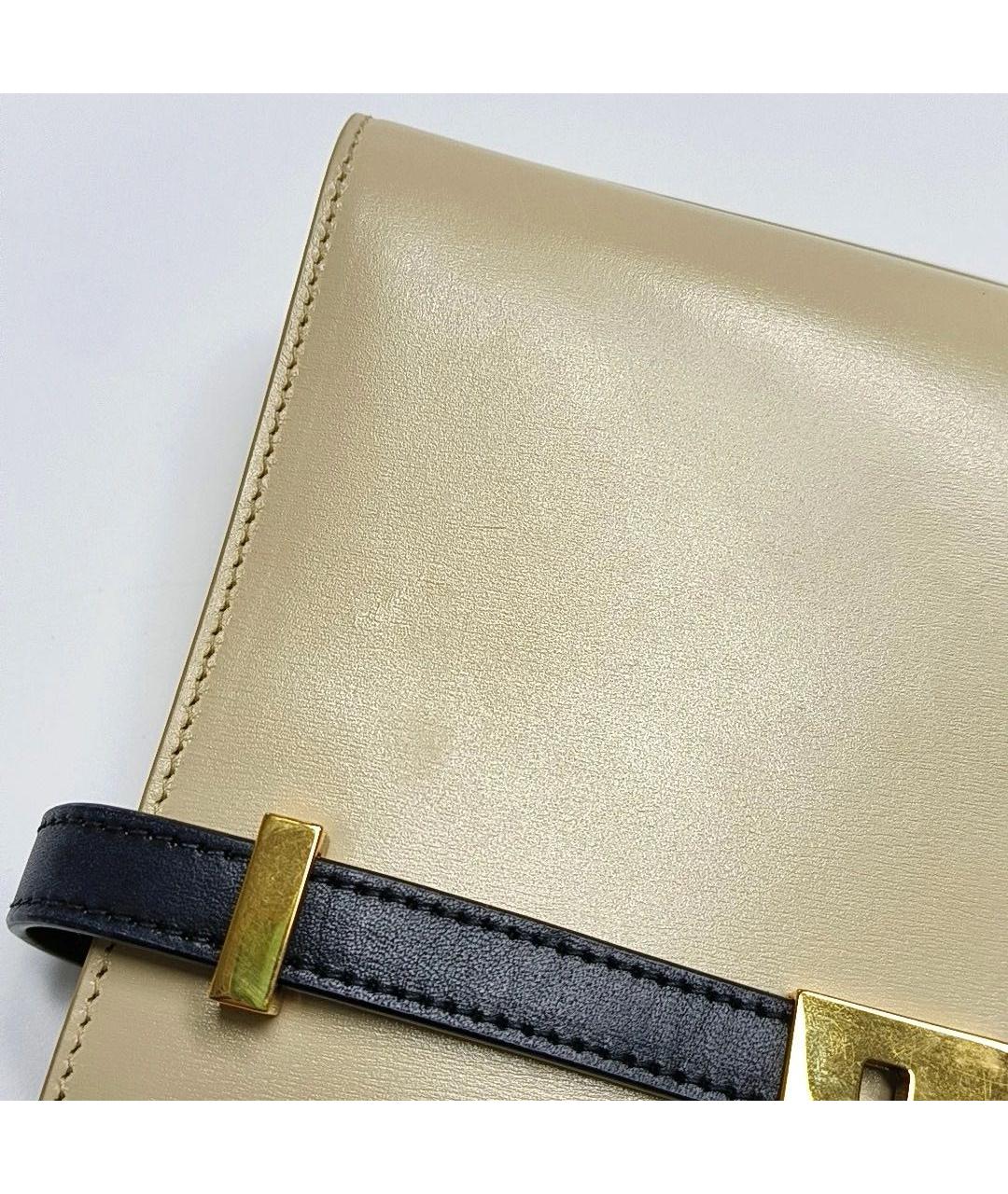 SAINT LAURENT Бежевая кожаная сумка через плечо, фото 6