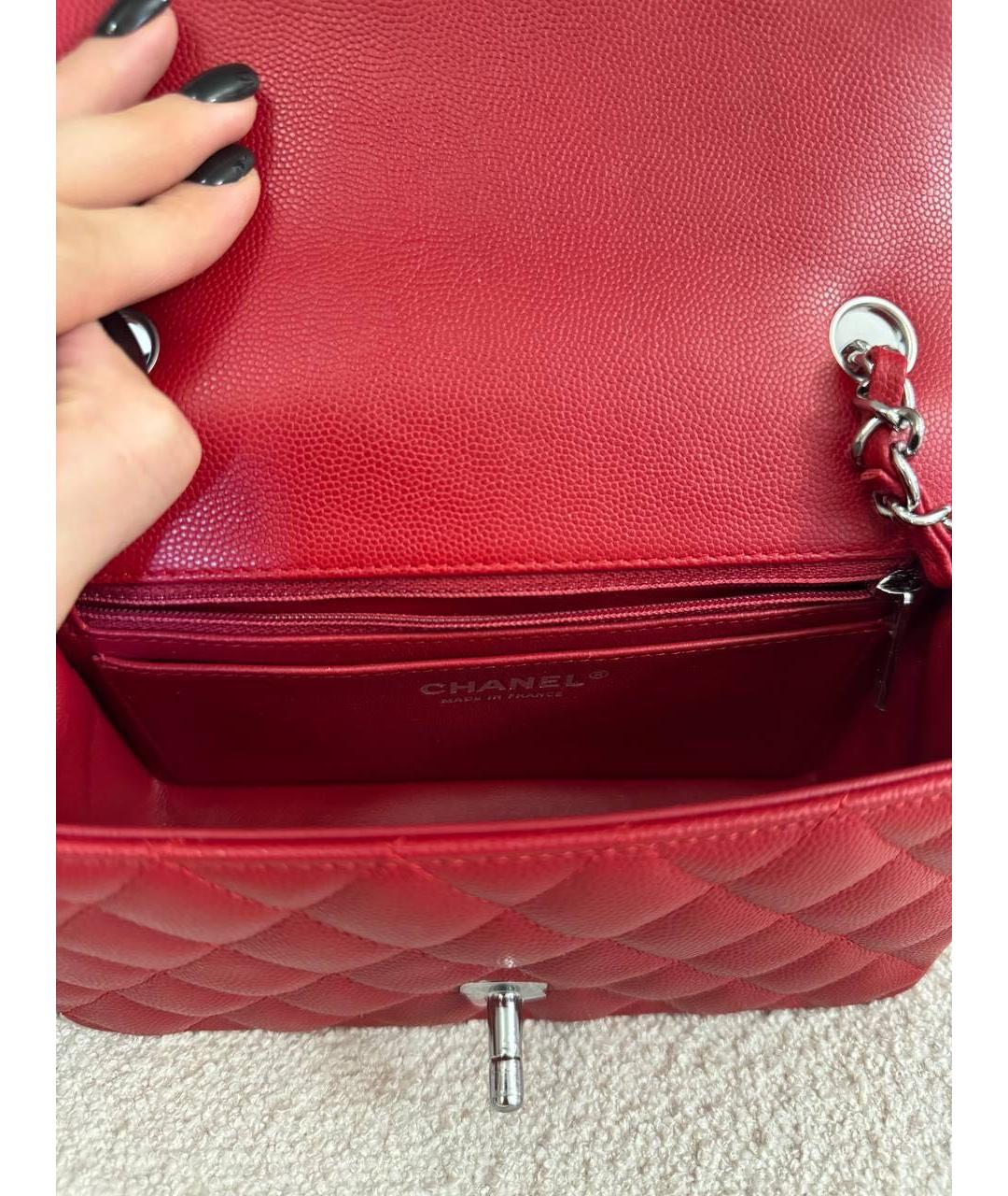CHANEL Красная кожаная сумка через плечо, фото 3