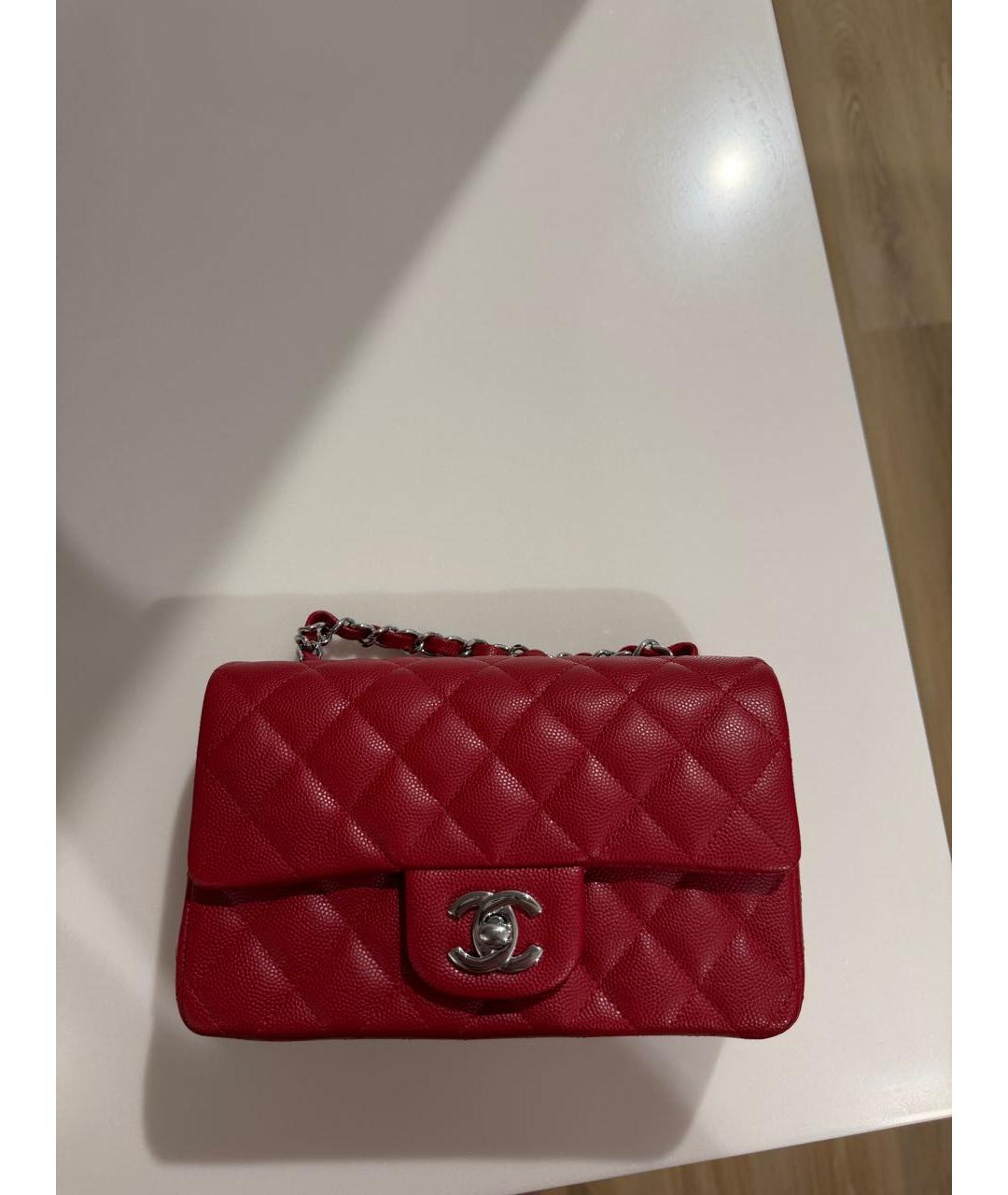 CHANEL Красная кожаная сумка через плечо, фото 4