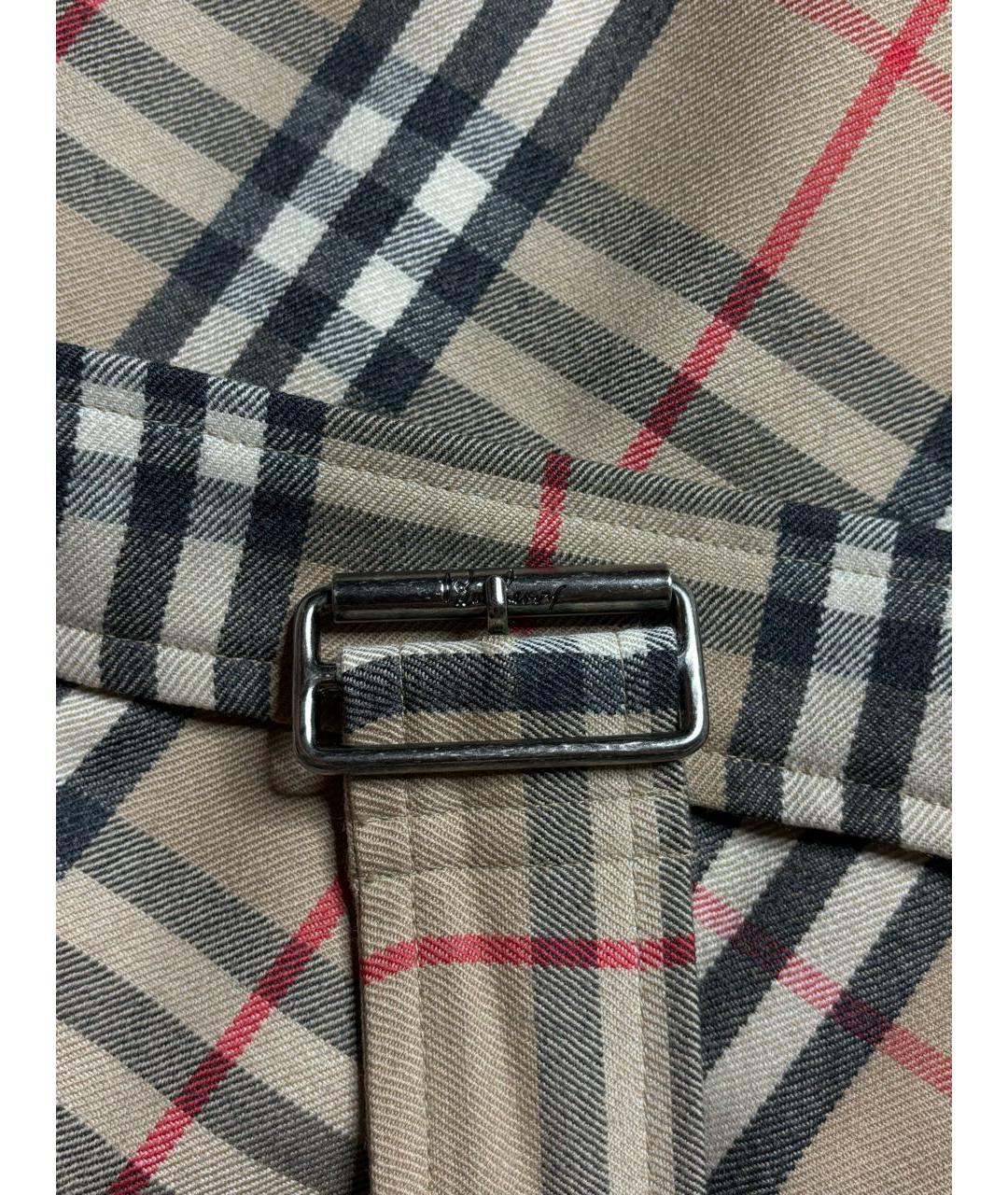 BURBERRY Бежевая шерстяная юбка мини, фото 6