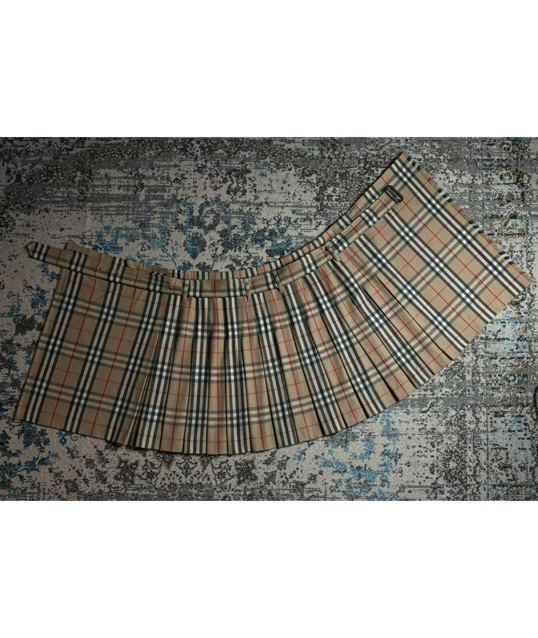 BURBERRY Бежевая шерстяная юбка мини, фото 7