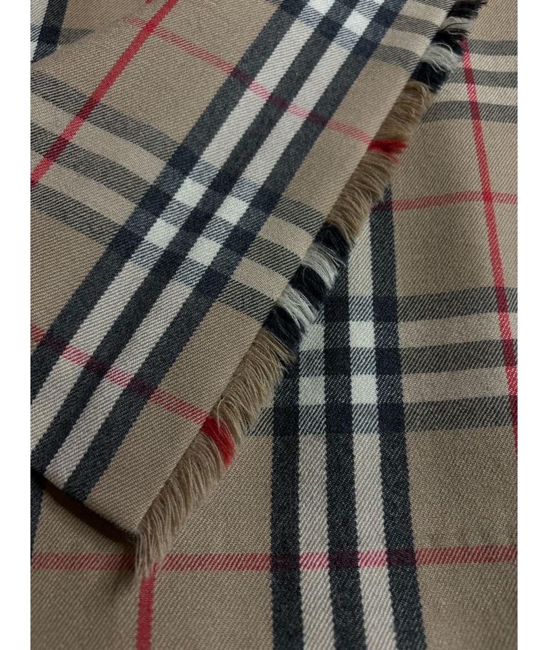 BURBERRY Бежевая шерстяная юбка мини, фото 4