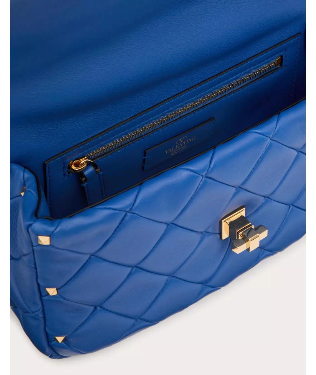 VALENTINO Синяя кожаная сумка через плечо, фото 6