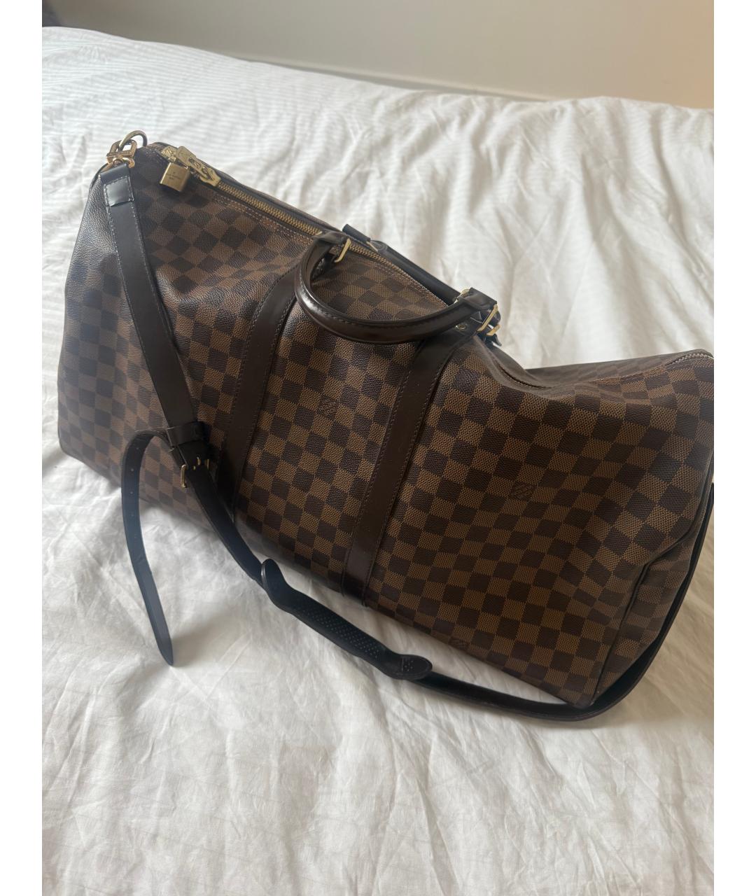 LOUIS VUITTON Коричневая кожаная дорожная/спортивная сумка, фото 9