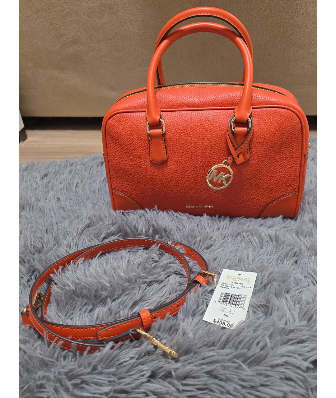 MICHAEL KORS Оранжевая кожаная сумка через плечо, фото 7