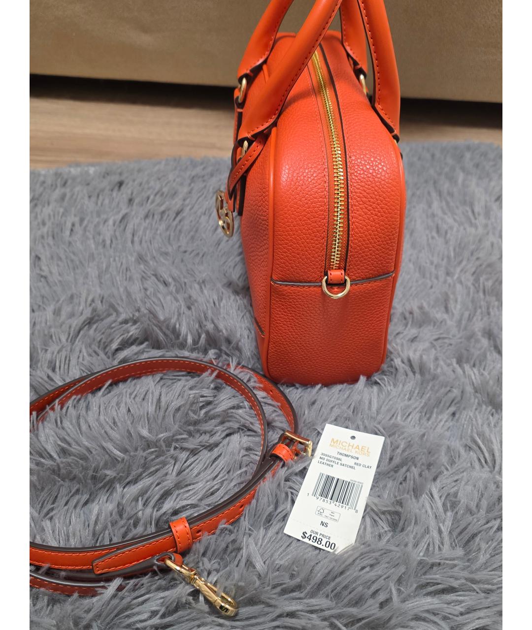 MICHAEL KORS Оранжевая кожаная сумка через плечо, фото 6