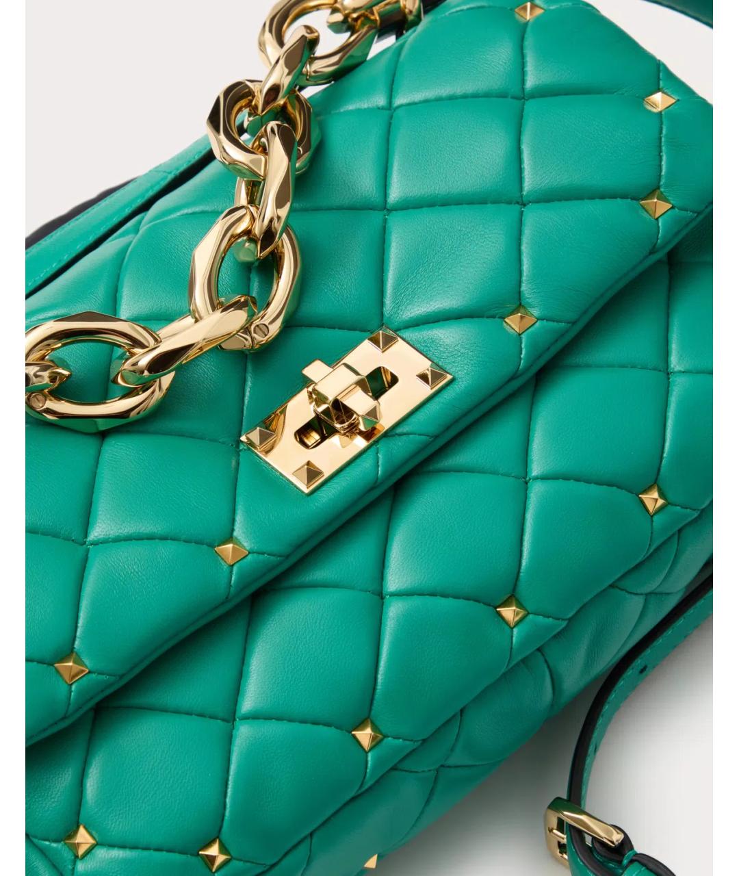 VALENTINO Зеленая кожаная сумка через плечо, фото 7