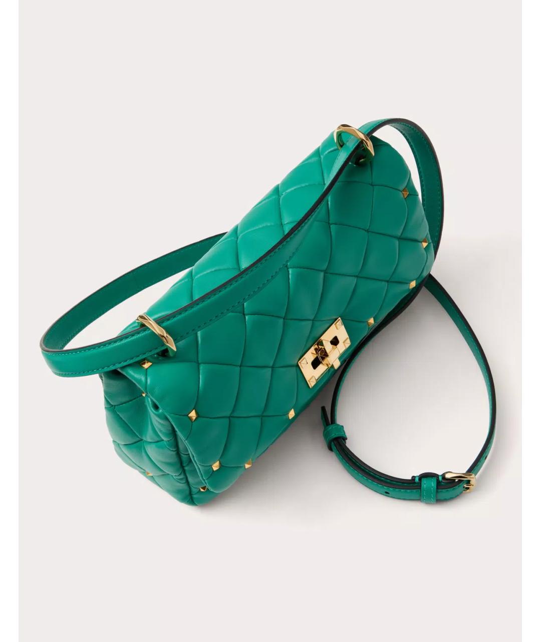 VALENTINO Зеленая кожаная сумка через плечо, фото 5