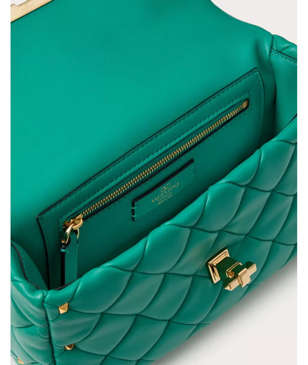 VALENTINO Зеленая кожаная сумка через плечо, фото 6