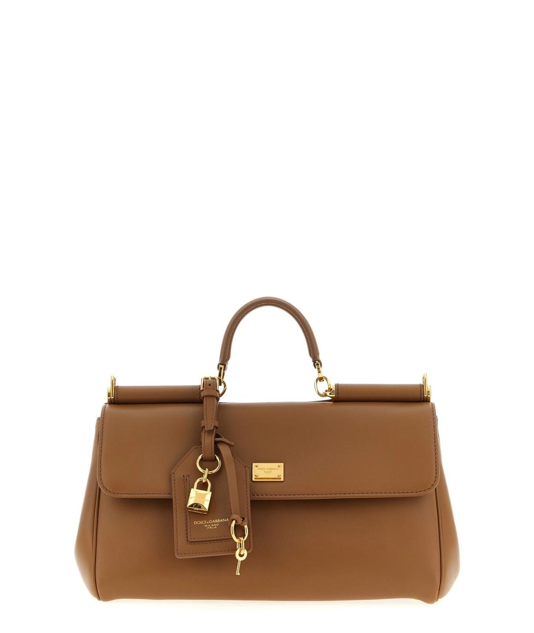 DOLCE&GABBANA Коричневая кожаная сумка с короткими ручками, фото 1