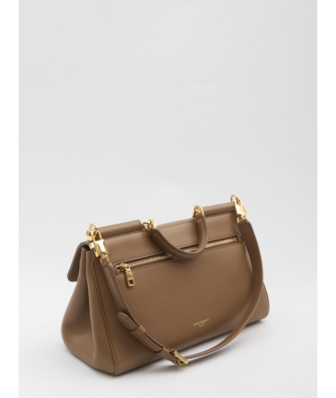 DOLCE&GABBANA Коричневая кожаная сумка с короткими ручками, фото 2