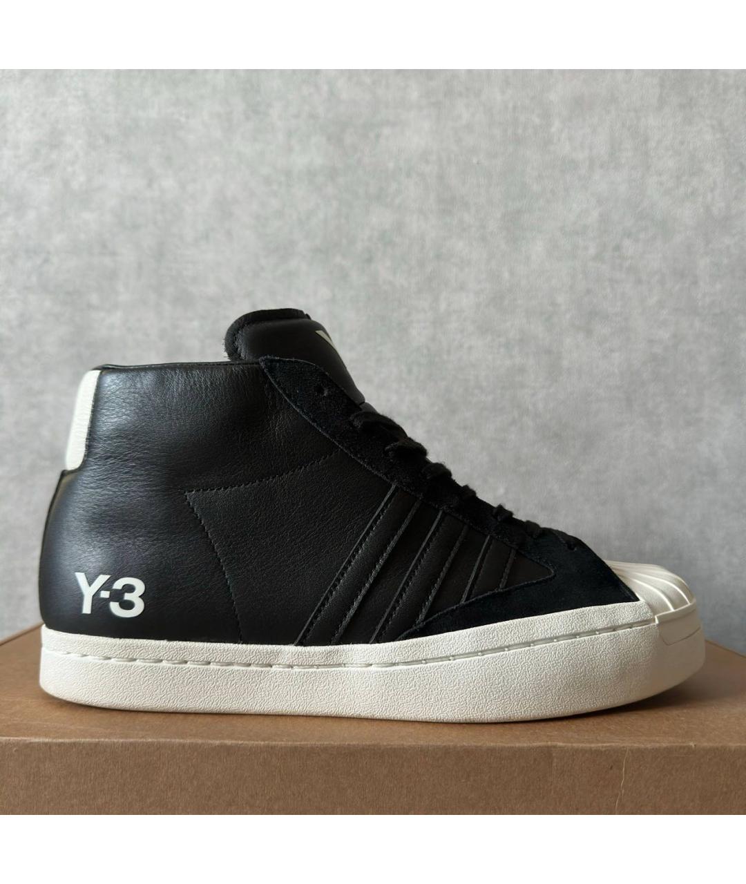 Y-3 Черные кожаные высокие кроссовки / кеды, фото 8