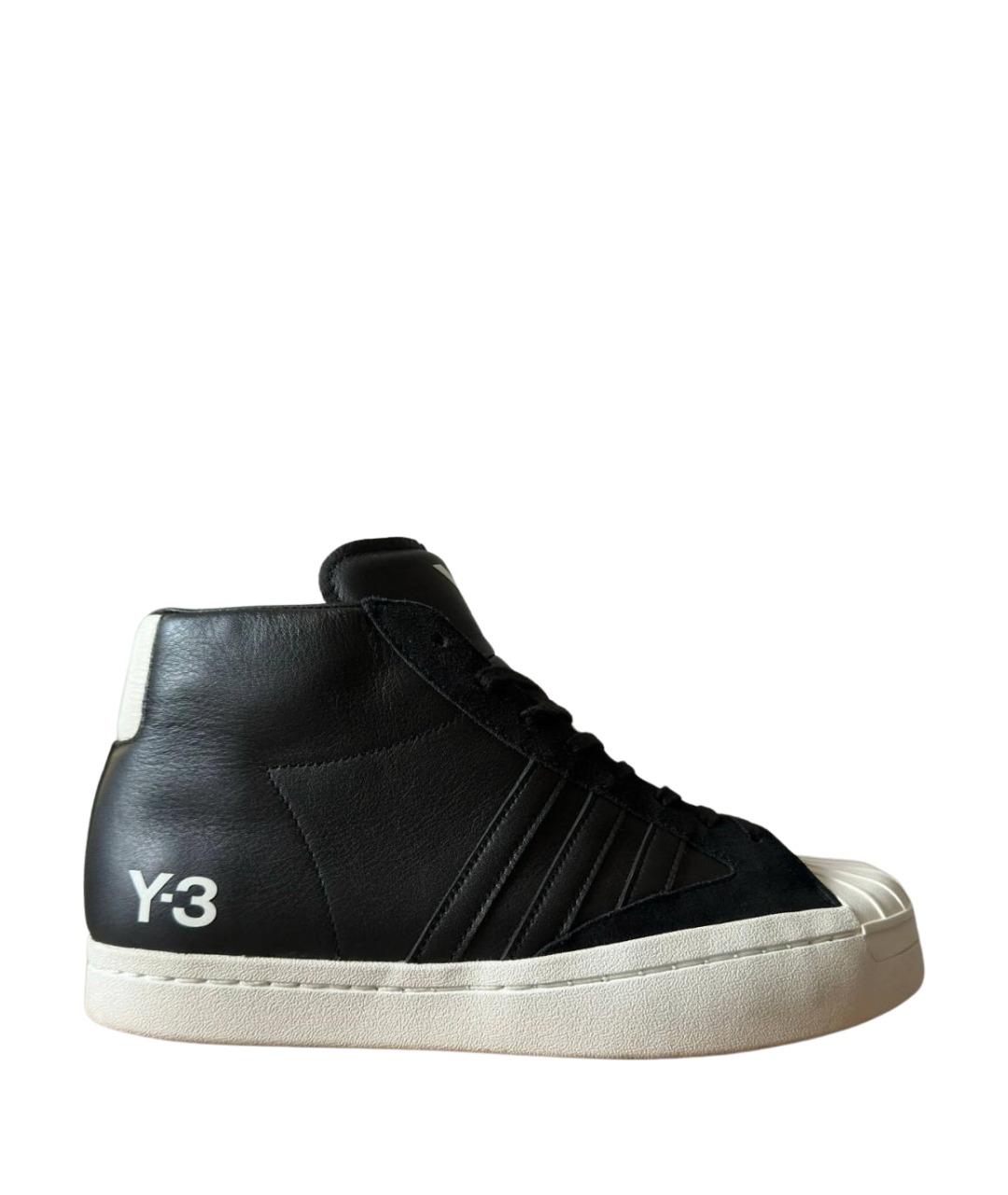 Y-3 Черные кожаные высокие кроссовки / кеды, фото 1