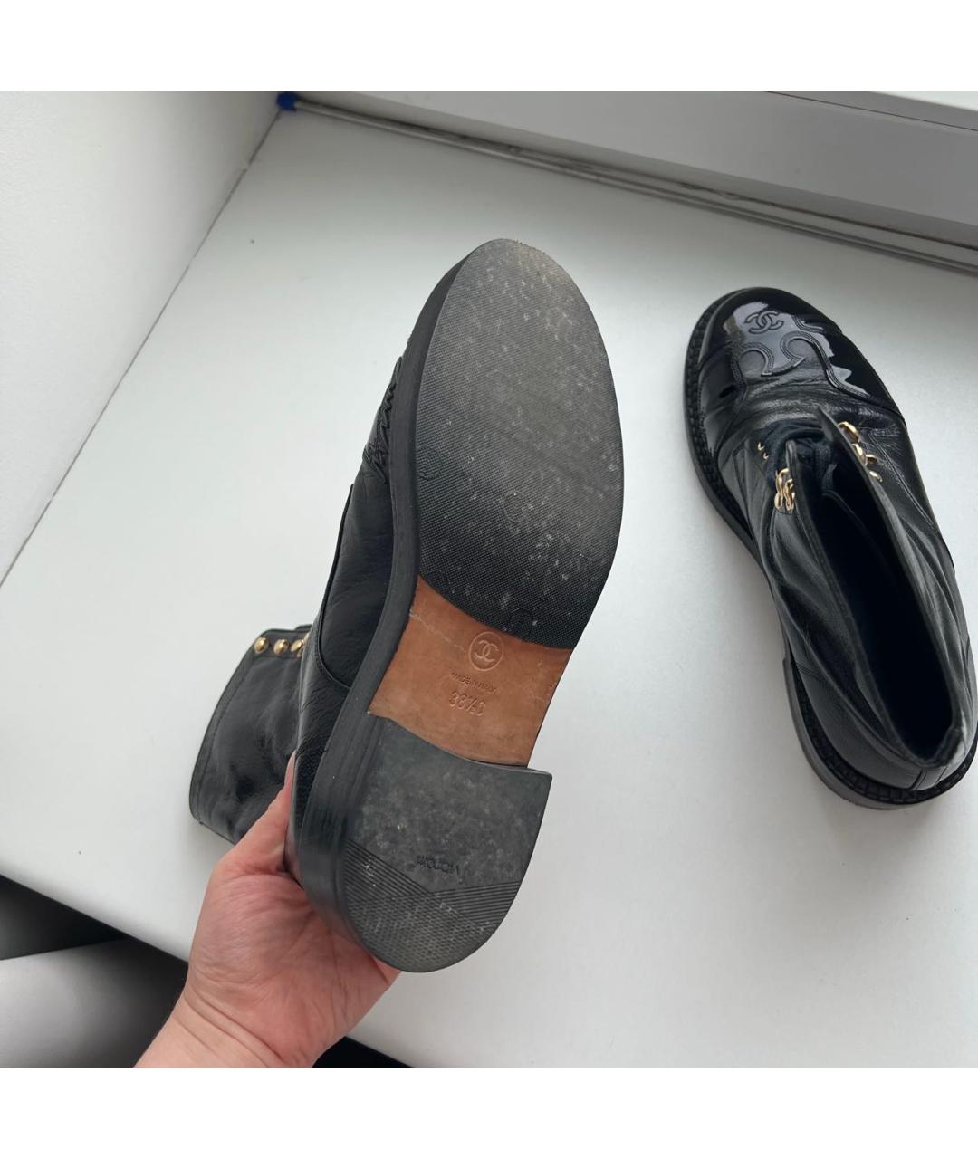 CHANEL Черные кожаные ботинки, фото 7