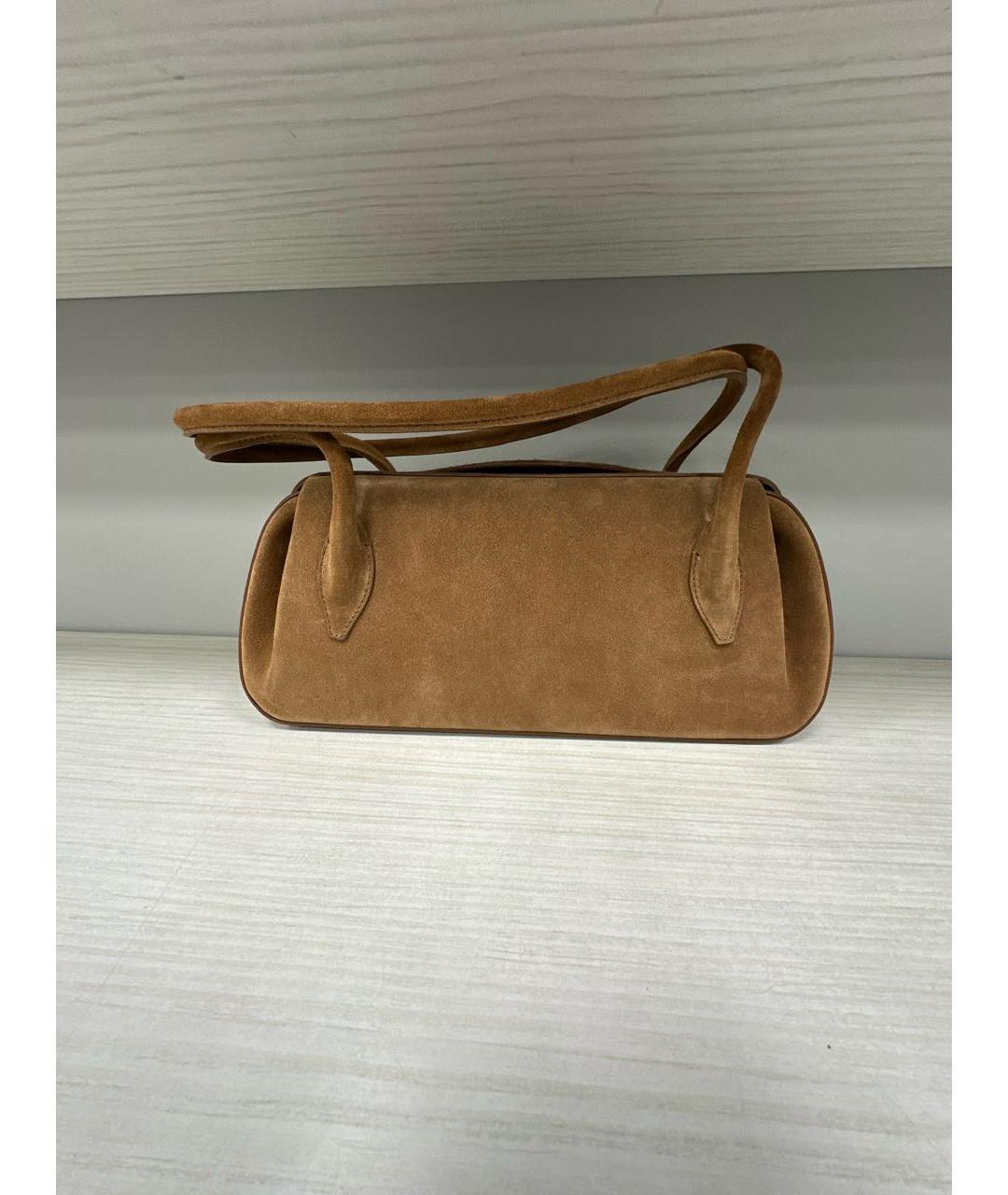YUZEFI Бежевая замшевая сумка с короткими ручками, фото 3