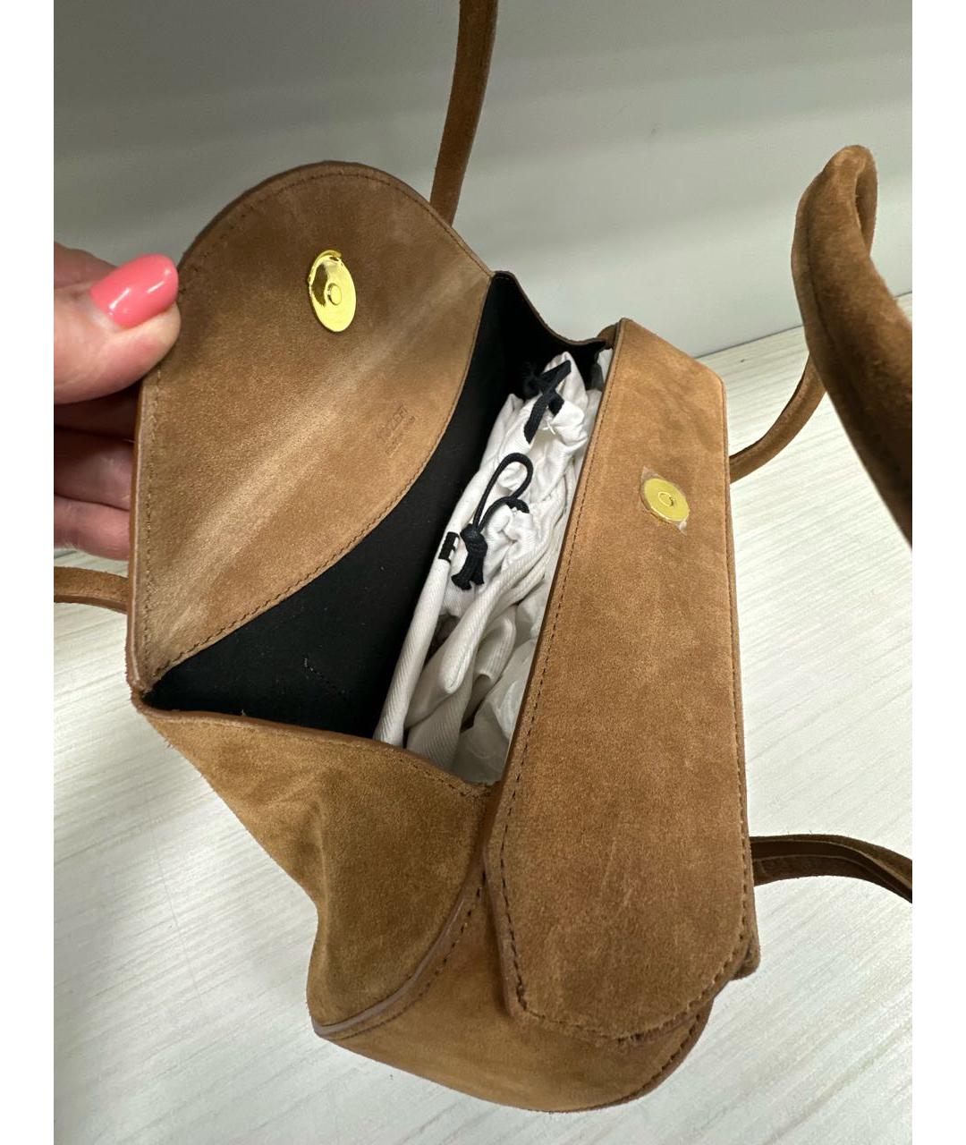 YUZEFI Бежевая замшевая сумка с короткими ручками, фото 4