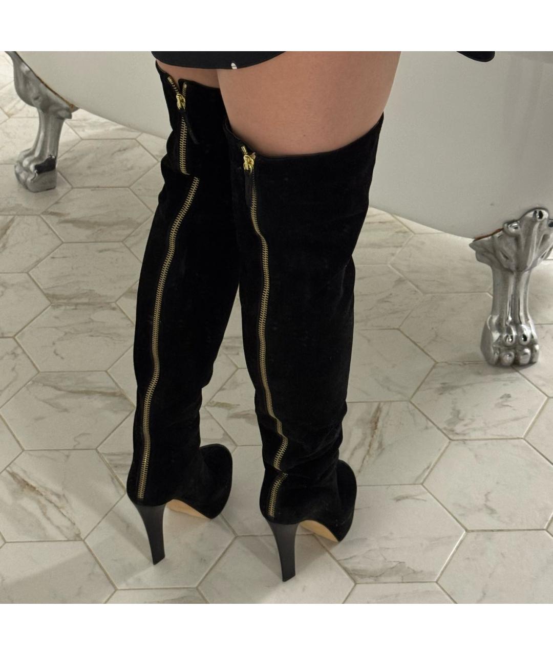 GIUSEPPE ZANOTTI DESIGN Черные замшевые ботфорты, фото 3