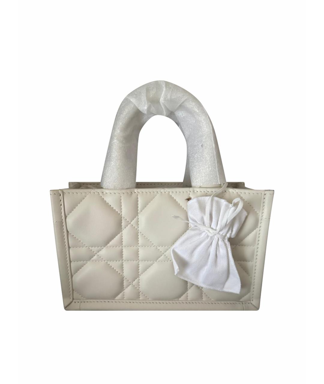 CHRISTIAN DIOR Белая кожаная сумка с короткими ручками, фото 1